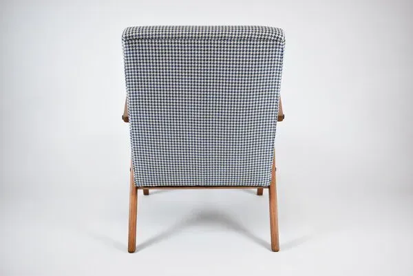 Illustration numéro 4 du produit Fauteuil de velours vintage des années 1960, entièrement restauré, tissu de poule, reubrished
