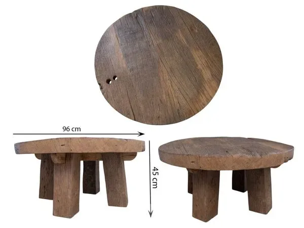 Illustration numéro 4 du produit Table basse ronde en chêne massif