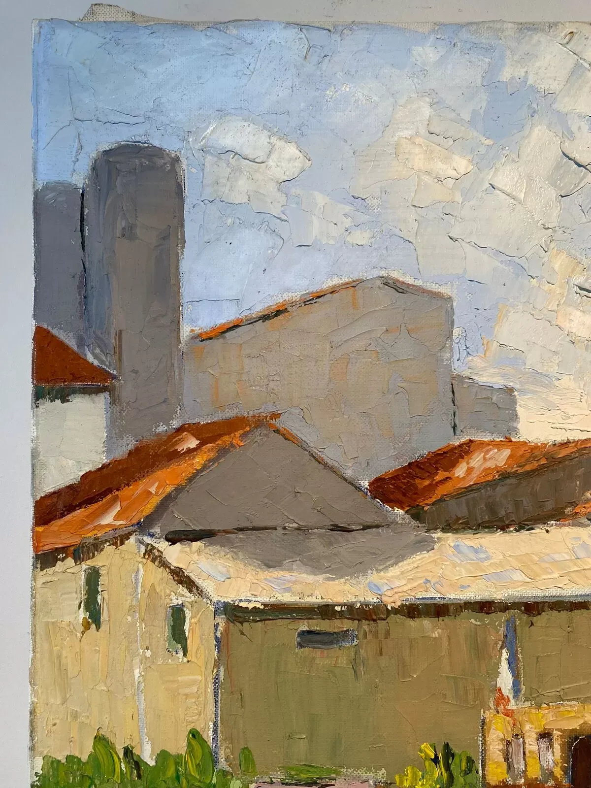 Illustration numéro 4 du produit Tableau ancien, péniche à quai, signé Maurice Pannetier, années 70/80