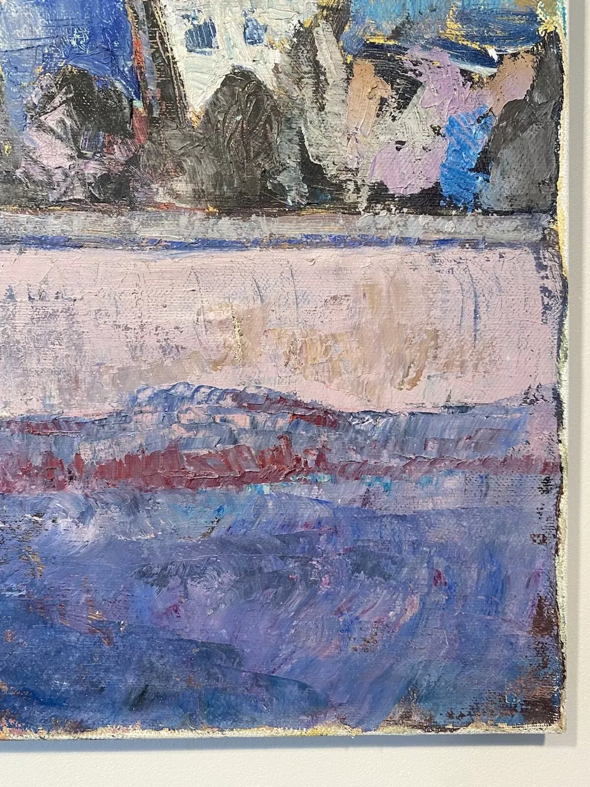 Illustration numéro 4 du produit Tableau ancien, paysage urbain, années 70