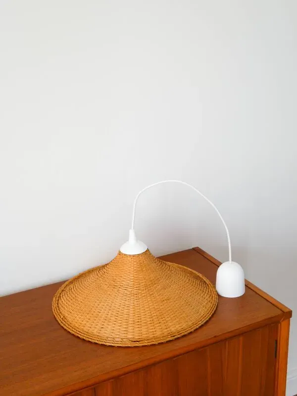 Illustration numéro 4 du produit Suspension en rotin / osier tissé beige, 1970