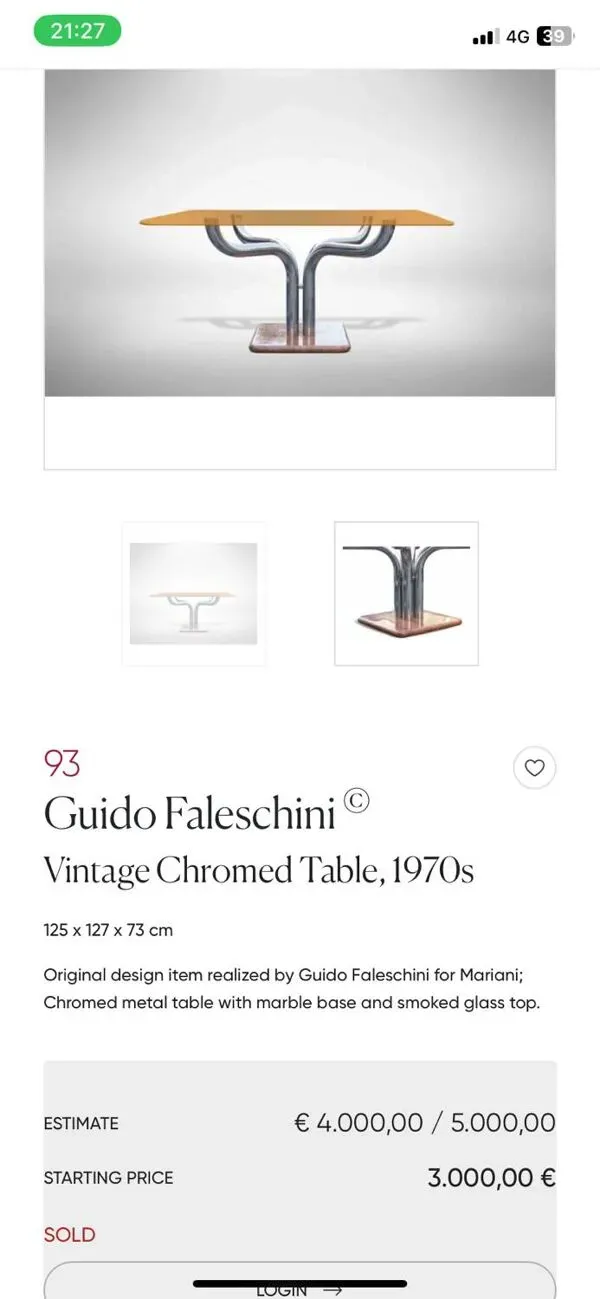 Illustration numéro 4 du produit Table à manger guido faleschini chrome marbre verre funé 1970 italy
