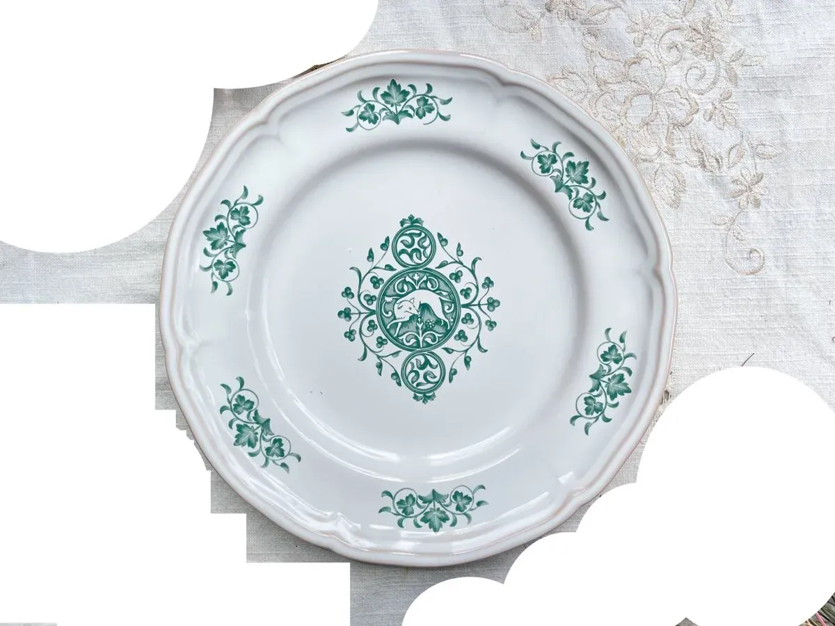 Illustration numéro 4 du produit Plat rond vintage gien motton made in france 1980 décor animalier