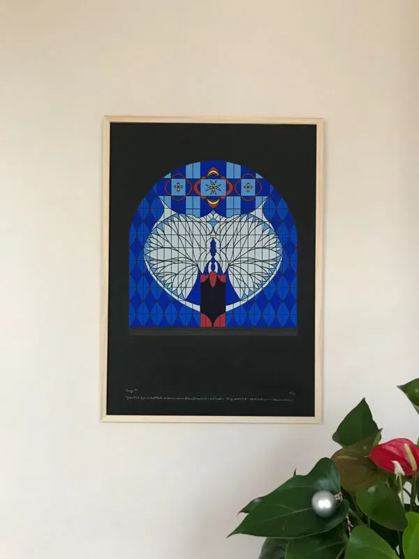 Illustration numéro 4 du produit Lithographie originale de franco borga.vitrail st-martin-des-rosiers