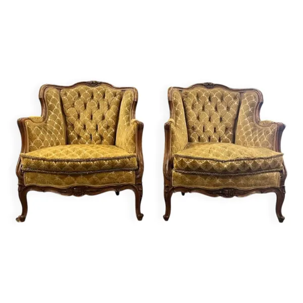 Illustration numéro 4 du produit Fauteuil baroque vintage jaune doré / une place / canapé