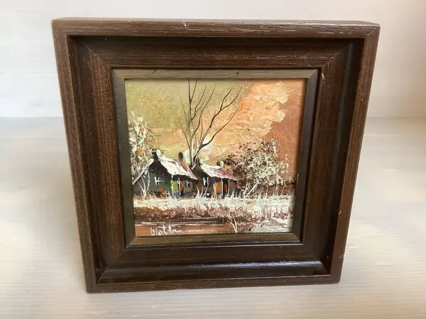 Illustration numéro 4 du produit Petit tableau paysage d’hiver huile sur isorel signée