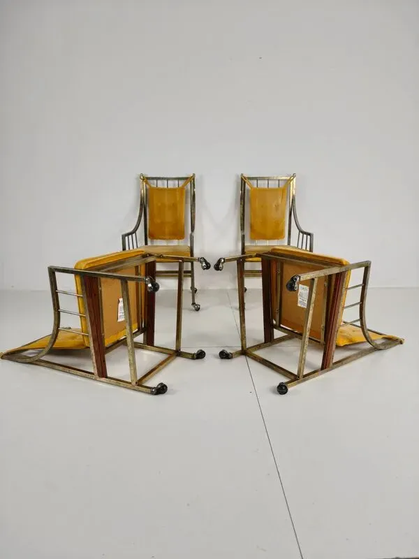 Illustration numéro 4 du produit Ensemble unique de chaises de salle à manger et de salon de style milieu du siècle – dorées, fabriquées entre 1940 et 1948 par Flanders Industries Inc, Fort Smith, Arkansas
