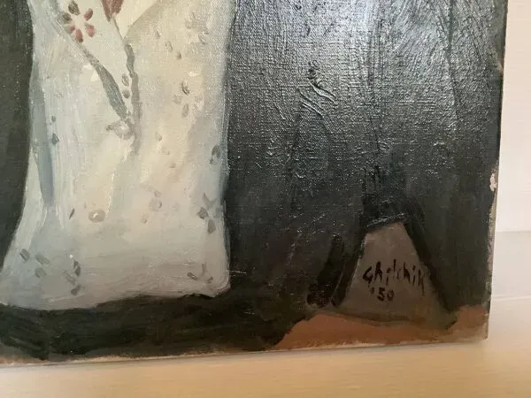 Illustration numéro 4 du produit Grand tableau portrait de femme huile sur toile signée