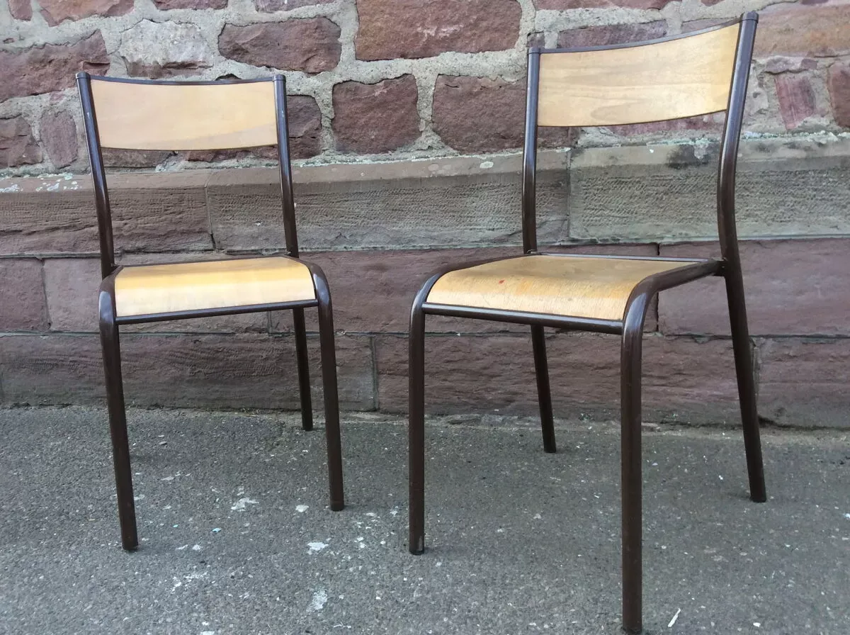 Illustration numéro 4 du produit Paire de chaises école Mullca vintage