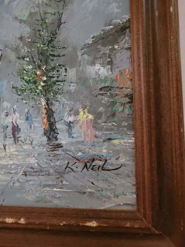 Illustration numéro 4 du produit HST ''Rue animée en hiver'' de K. NEIL (XXème)