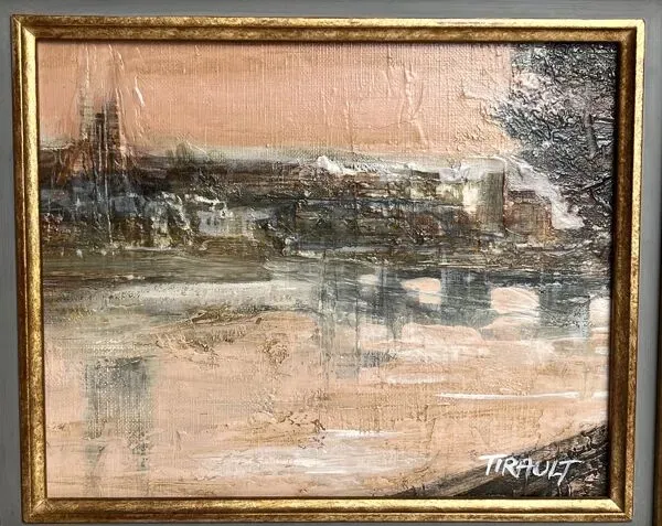 Illustration numéro 4 du produit Tirault, huile sur toile vue de angers signé xxème