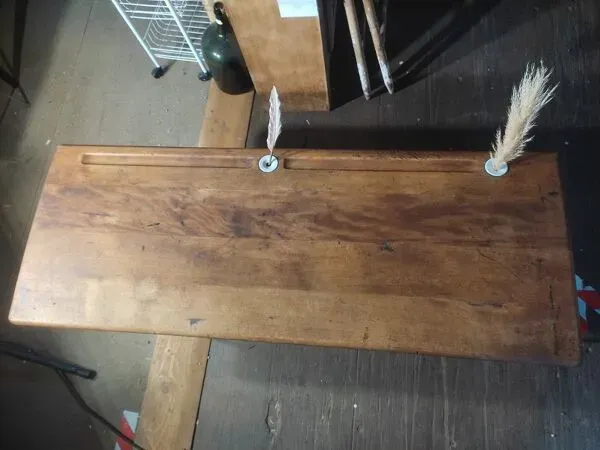 Illustration numéro 4 du produit Table basse salon pieds compas plateau bois bureau école