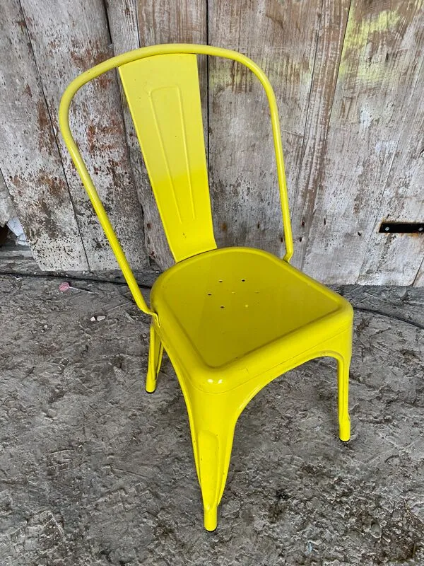 Illustration numéro 4 du produit Chaise Industrielle Style TOLIX Metal Jaune Vintage #D709