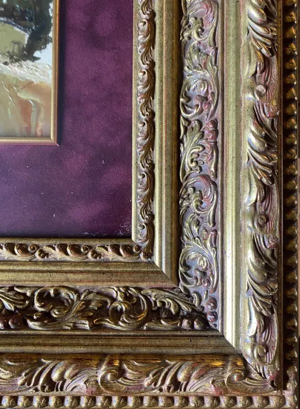 Illustration numéro 4 du produit Tableau hsp ''la prairie arborée'' école ukrainienne xx signé + cadre