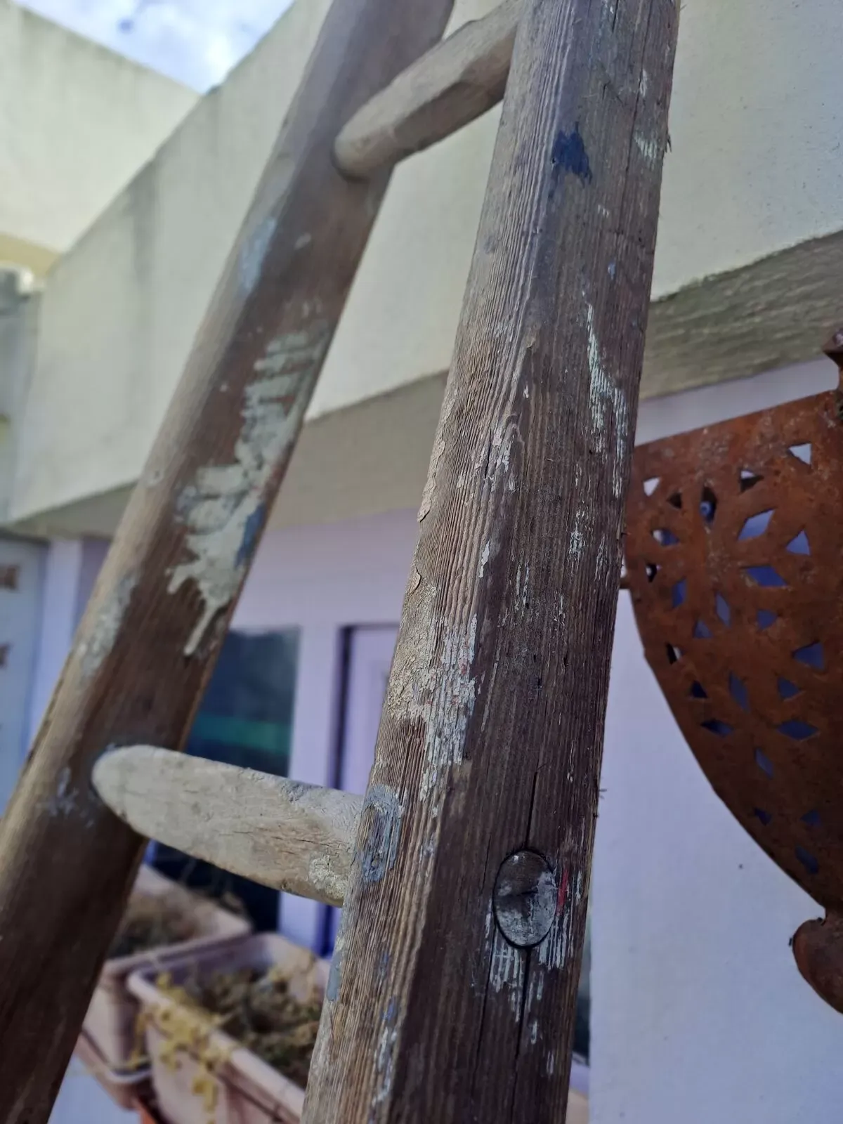 Illustration numéro 4 du produit Echelle de cueillette en bois vintage 7 barreaux