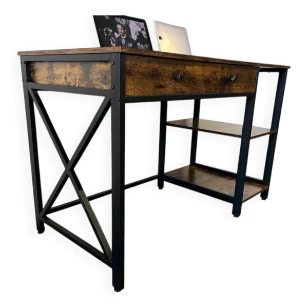 Illustration numéro 4 du produit Console, bureau vintage en bois avec cadre noir