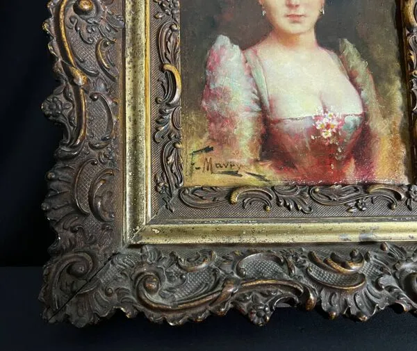 Illustration numéro 4 du produit Portrait de femme élégante, huile sur panneau - François Maury (1861–1