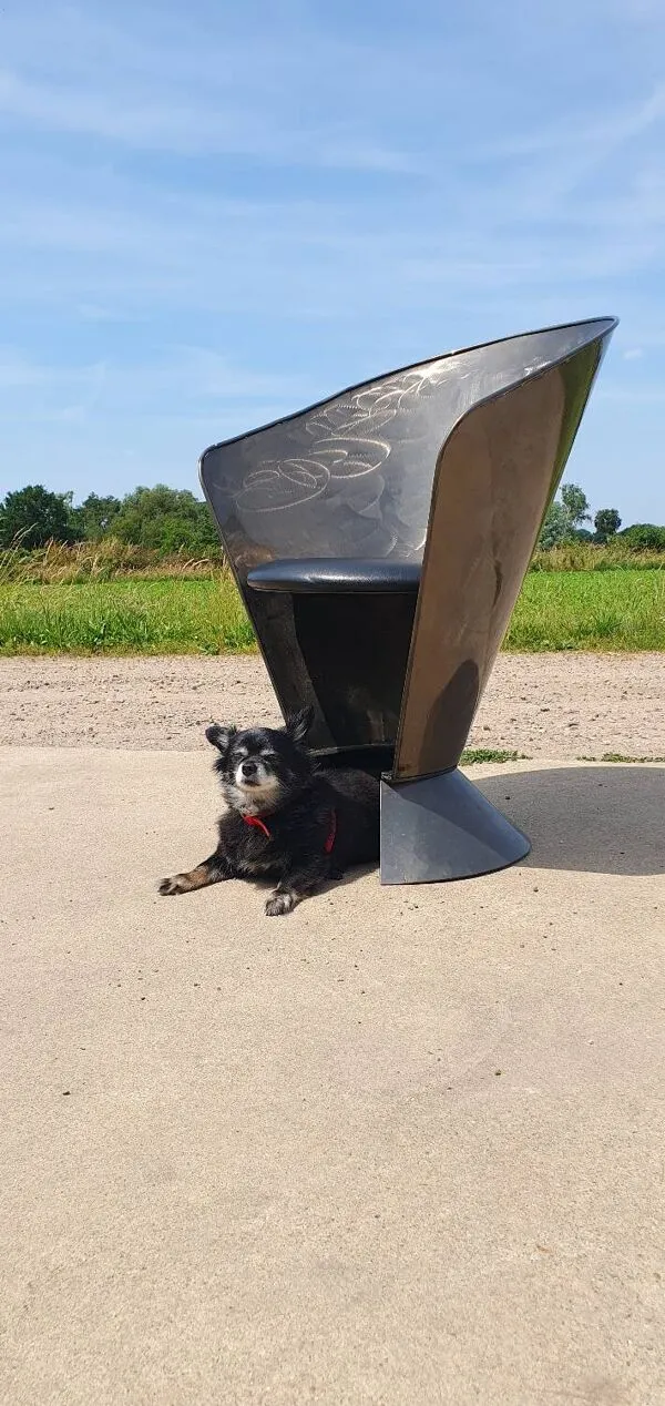 Illustration numéro 4 du produit Chaise en métal vintage en forme de cône industrielle