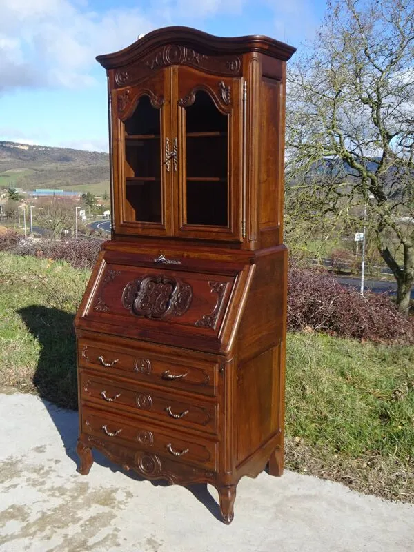 Illustration numéro 4 du produit Meuble 3 en 1 commode, secrétaire et vitrine, en noyer