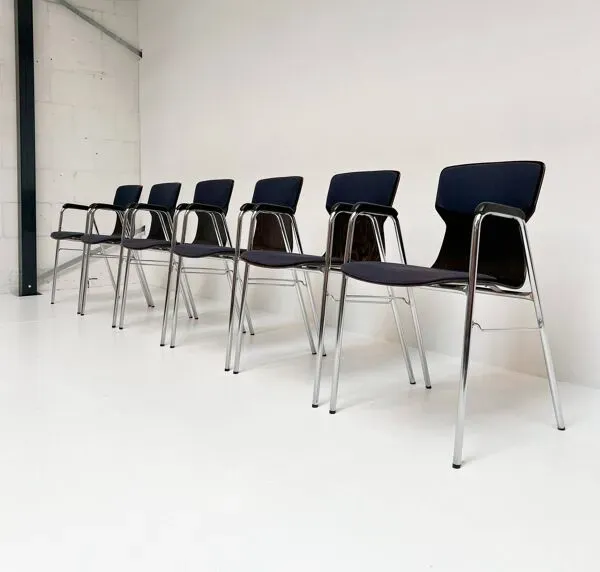 Illustration numéro 4 du produit Ensemble de 6 chaises Eromes Pagholz, années 1960