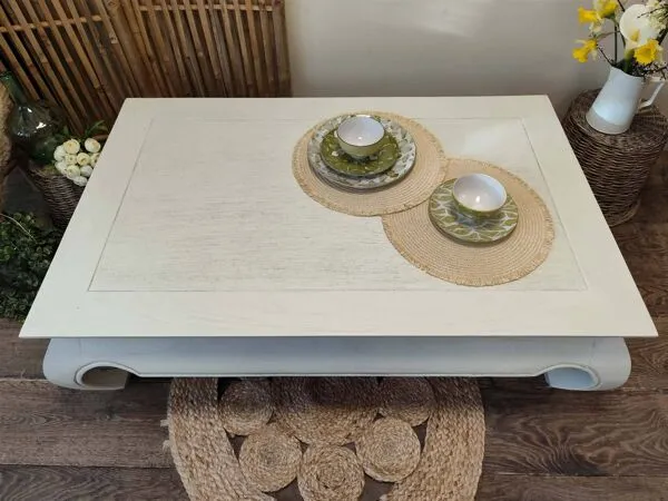 Illustration numéro 4 du produit Table basse en bois exotique avec son verre securit de protection