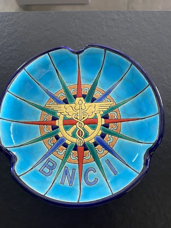 Illustration numéro 4 du produit Émaux de Longwy – Cendrier BNCI vintage en faïence émaillée – 13 cm