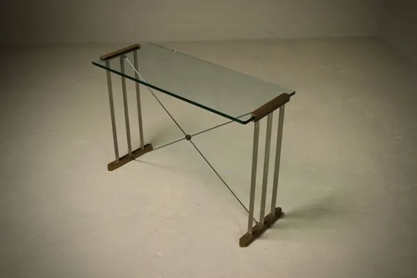Illustration numéro 4 du produit Table console en laiton, plateau en verre par Peter Ghyczy, années 1970