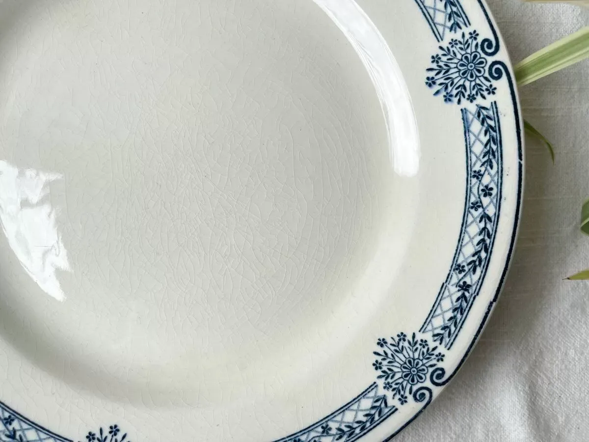 Illustration numéro 4 du produit Plat piédouche vintage Terre de fer bleue Salins modèle Arbois Ennege