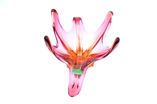 Illustration numéro 4 du produit Coupe ''Starfish'' de Murano – Rose Fuchsia & Ambre – Circa 1960