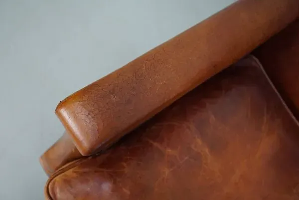 Illustration numéro 4 du produit Fauteuil club en cuir couleur cognac néerlandais vintage