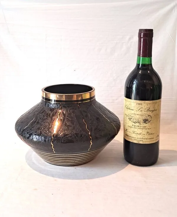 Illustration numéro 4 du produit Vase Art Déco en Verre de Boom Hyalite Noir de la Verrerie De Rupel