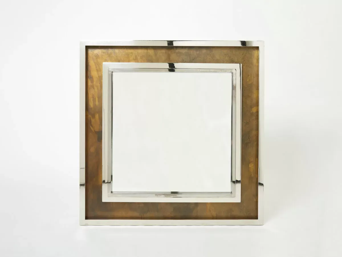 Illustration numéro 4 du produit Miroir chrome métal cuivré Industriel par Belgo Chrome 1970 130x130cm