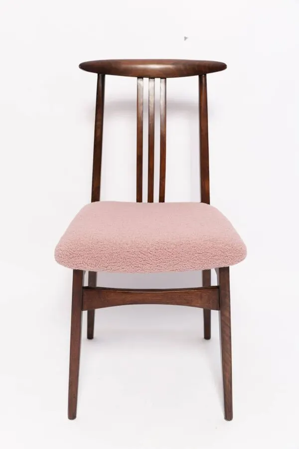 Illustration numéro 4 du produit Chaise en hêtre Mid-Century Rose Pâle Bouclé, Bois de Noyer, par M. Zielinski, Europe, années 1960