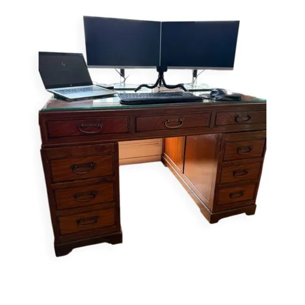 Illustration numéro 4 du produit Rare Bureau de Ministre ''Double Face'' – 18 tiroirs – 120x120cm