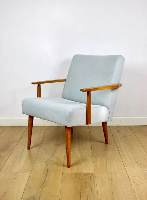 Illustration numéro 4 du produit Fauteuil vintage avec accoudoirs Loft - bleu ciel