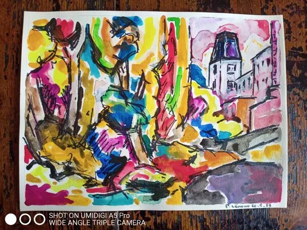 Illustration numéro 4 du produit Pierre Lacroux (1909- 1993) Gouache sur papier 24 x 32 cm - de 1989 - (293)