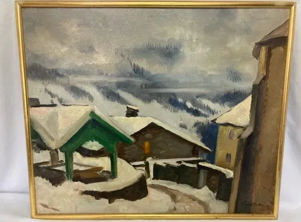 Illustration numéro 4 du produit Picart le doux (charles), huile sur panneau paysage de neige signé 1937