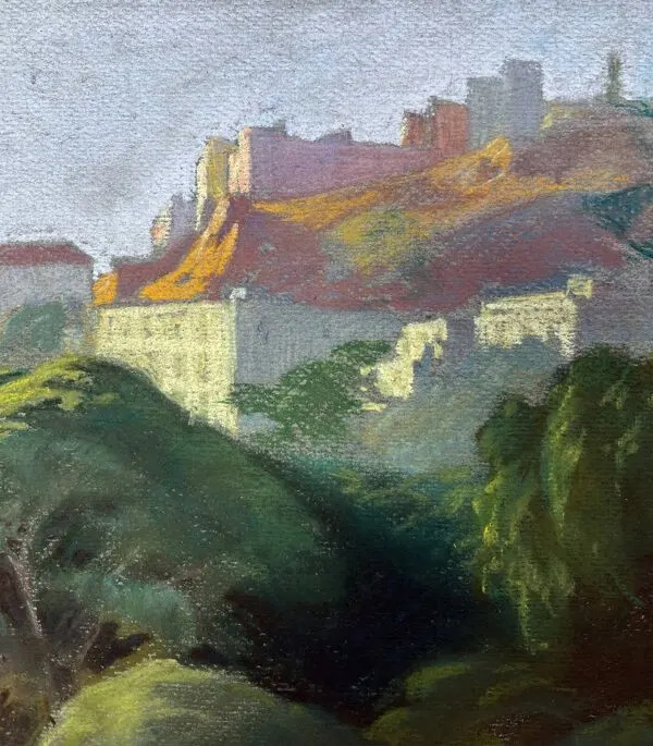 Illustration numéro 4 du produit Tableau étude Pastel Ed. Pannetier (1884-1965) Ville et château