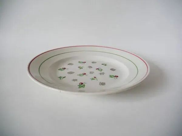Illustration numéro 4 du produit Plat rond digoin sarreguemines rose et vert 1940