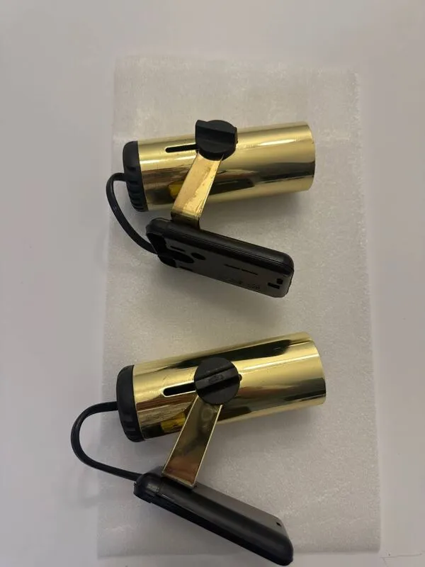 Illustration numéro 4 du produit Paire de spots Targetti dorés orientables – design vintage italien – c