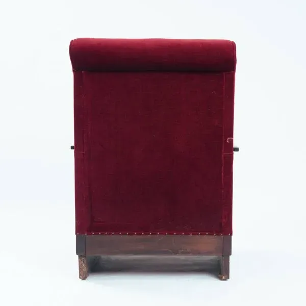 Illustration numéro 4 du produit 2 chaises Art Déco en velours rouge de l'École d'Amsterdam, Pays-Bas, années 1930