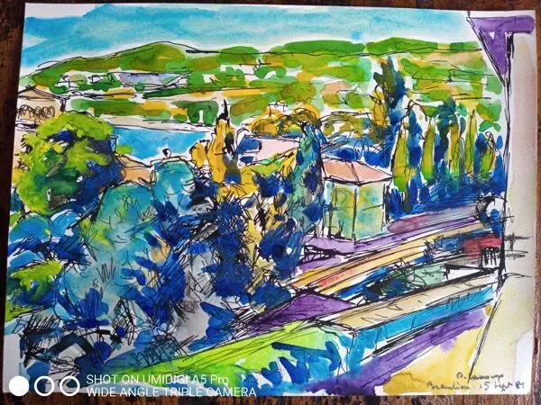 Illustration numéro 4 du produit Gouache Beaulieu sur Mer 1981, Pierre Lacroux (1909- 1993)