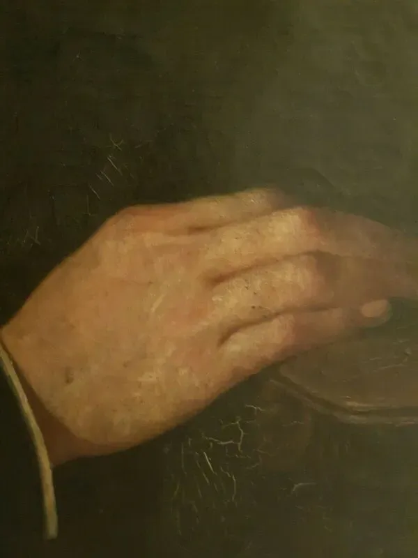 Illustration numéro 4 du produit Huile sur toile portrait noble cadre monté à clé