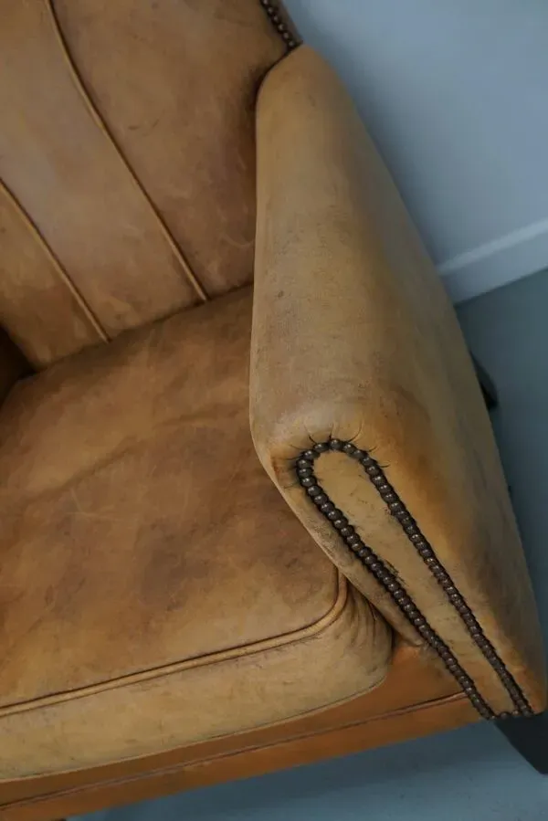 Illustration numéro 4 du produit Fauteuil club vintage hollandais en cuir couleur cognac