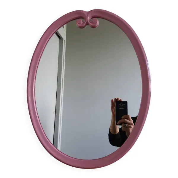 Illustration numéro 4 du produit Miroir ovale fonte émaillée rose