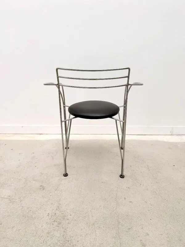 Illustration numéro 4 du produit Chaise ''Lune d'argent'' de Pascal Mourgue pour Fermob en chrome et skai, France 1980