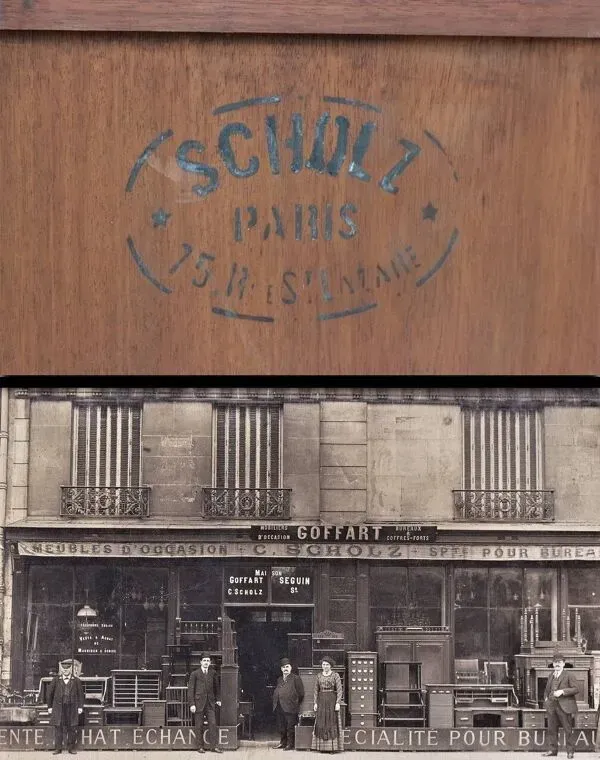 Illustration numéro 4 du produit Exceptionnel : cartonnier scholz, à clapets et portes vitrées !