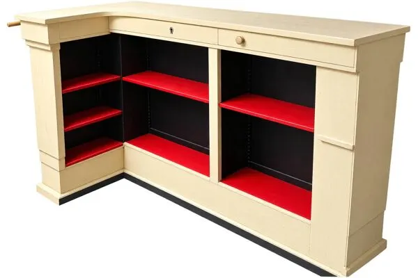 Illustration numéro 4 du produit Bar comptoir arrondi bois et laiton avec plateau verre – 180 cm