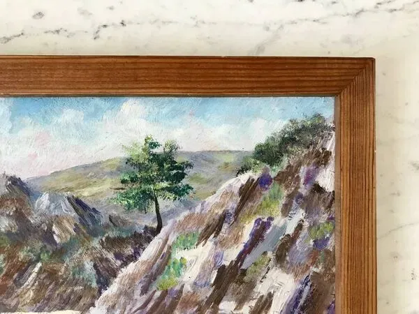 Illustration numéro 4 du produit Tableau huile sur bois paysage vallée de janon signé 1957