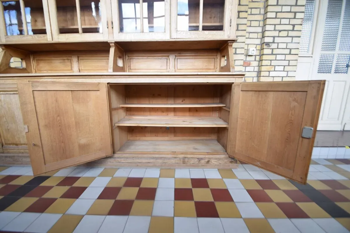 Illustration numéro 4 du produit Bibliothèque vitrée d'école de médecine en chêne massif 1950'